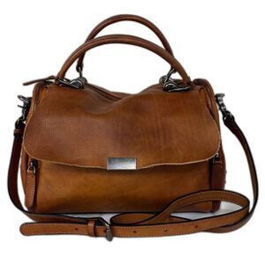 IVTG Brown Leather Satchel Medium Crossbody Studded Bag Purse